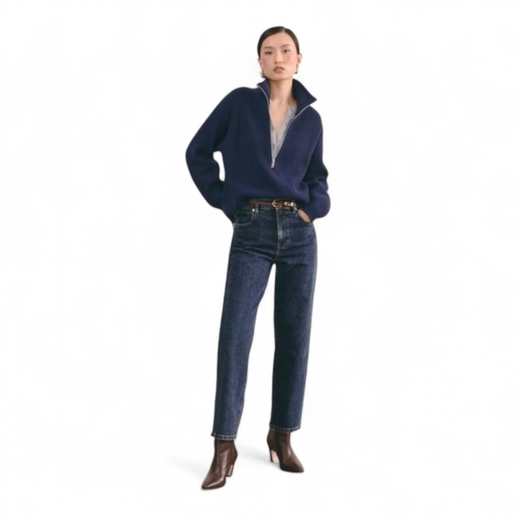 Everlane Way High Cotton Organic Denim Straight Leg Jeans Women's Sz 29 Indigo - Picture 5 of 12